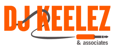 DJ Keelez written logo with chord wrapped around