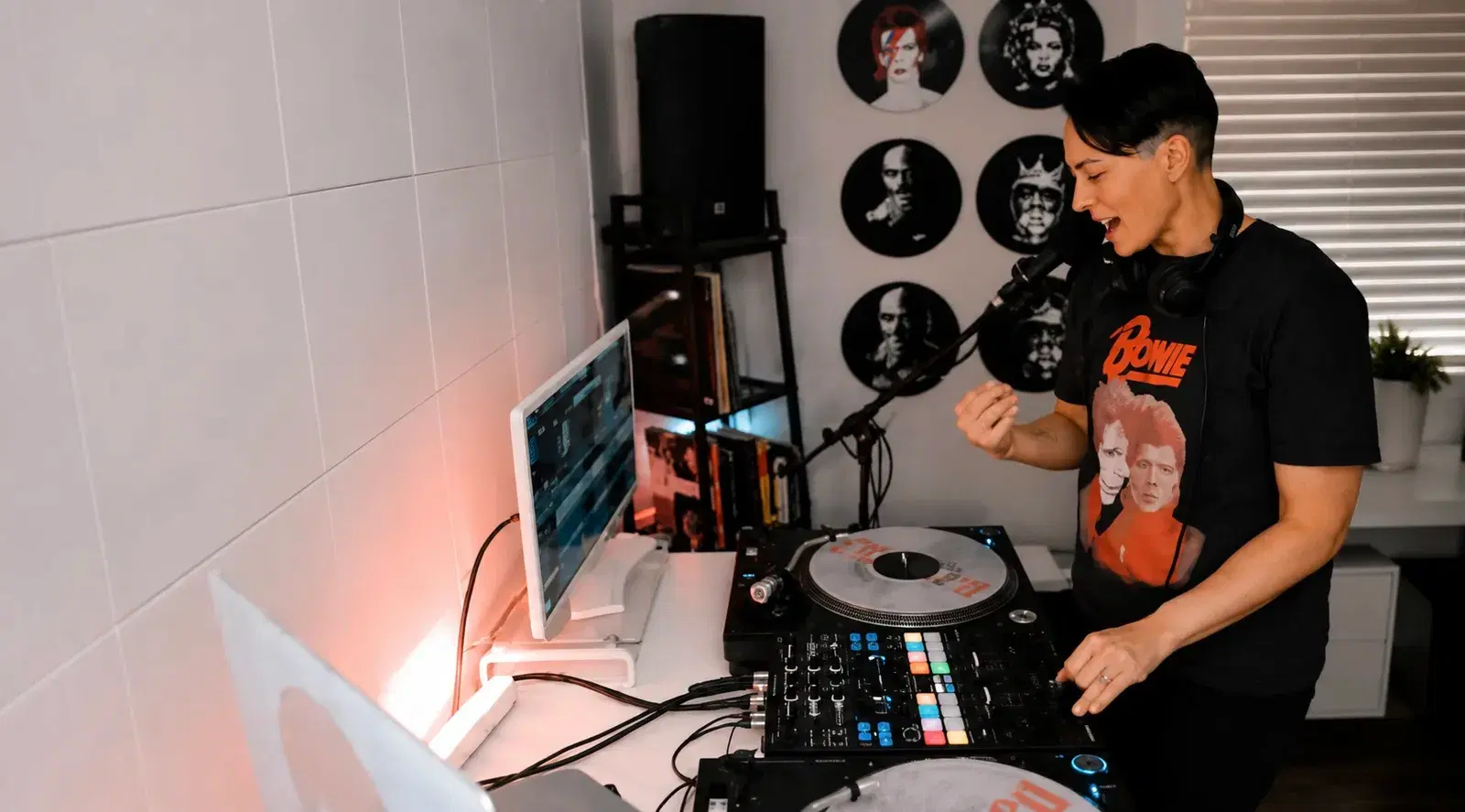 DJ Keelez on the mic and mixing from her home studio for a virtual party