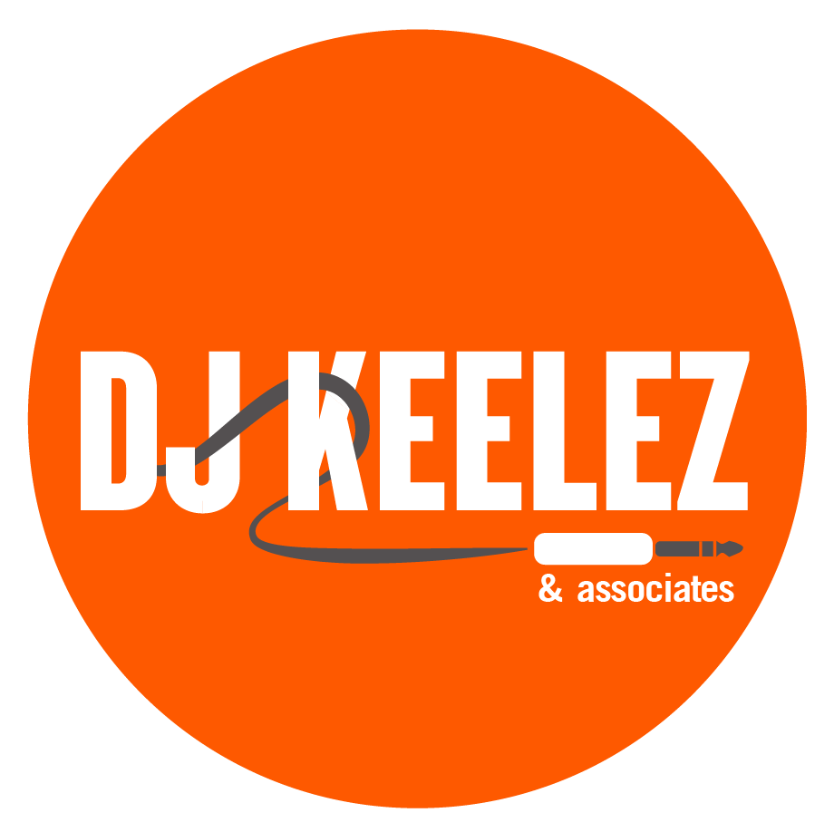 circular orange logo for dj keelez and associates